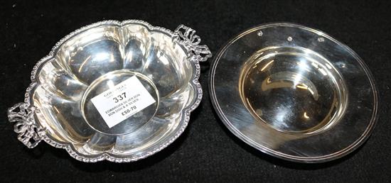 Edwardian silver bon bon dish & a silver almond dish (2)